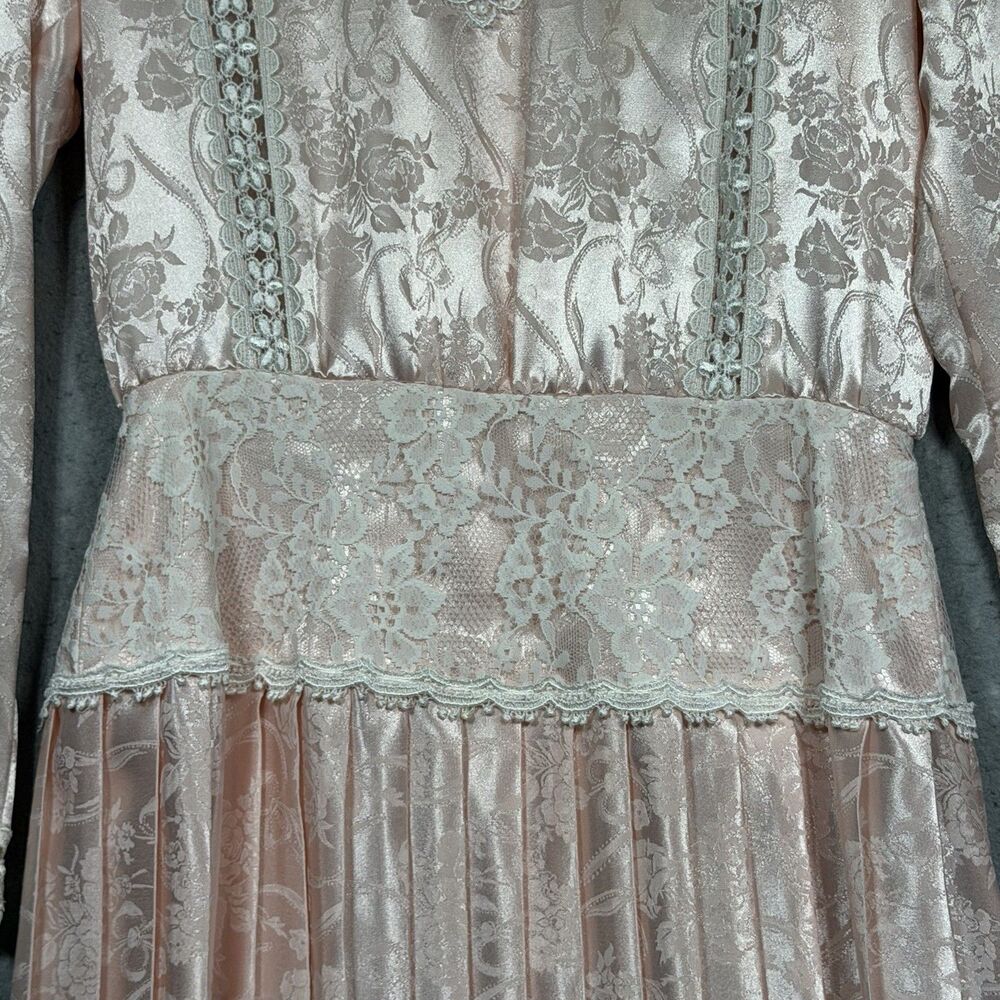 Vintage Scott McClintock Satin Lace Dress Size 8 Pink Victorian Prairie Y2K - Picture 4 of 14
